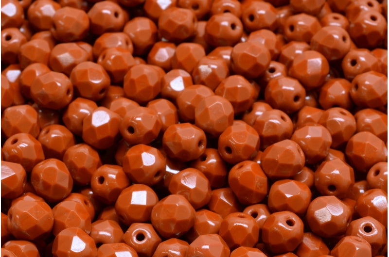 Fire Polished Faceted Beads Round, Opaque Brown (13610), Bohemia Crystal Glass, Czech Republic