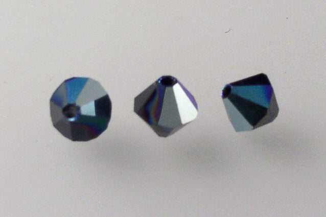 MC Bicone Xilion Cut beads High Sparkle 6 mm, Black Ab (23980-28701), Bohemia Crystal Glass, Czechia 45169302