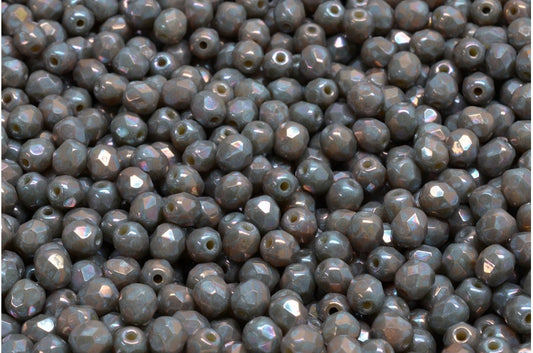 ファセット加工ラウンドビーズ、ベージュネビュラ（13020-15001）、ボヘミアクリスタルガラス、チェコ共和国