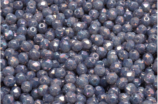 ファセット加工ビーズラウンド、オパールホワイトネビュラ（01000-15001）、ボヘミアクリスタルガラス、チェコ共和国