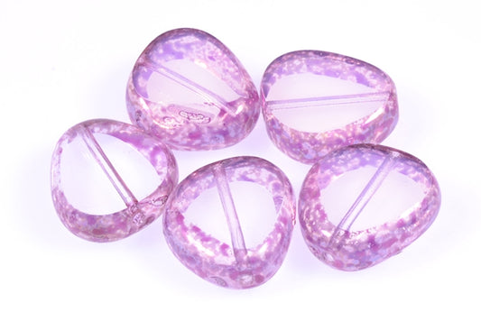 Triangle table Cut beads 18 x 17 mm, Opal White Marble Violet (1000-15423), Bohemia Crystal Glass, Czechia 99130156