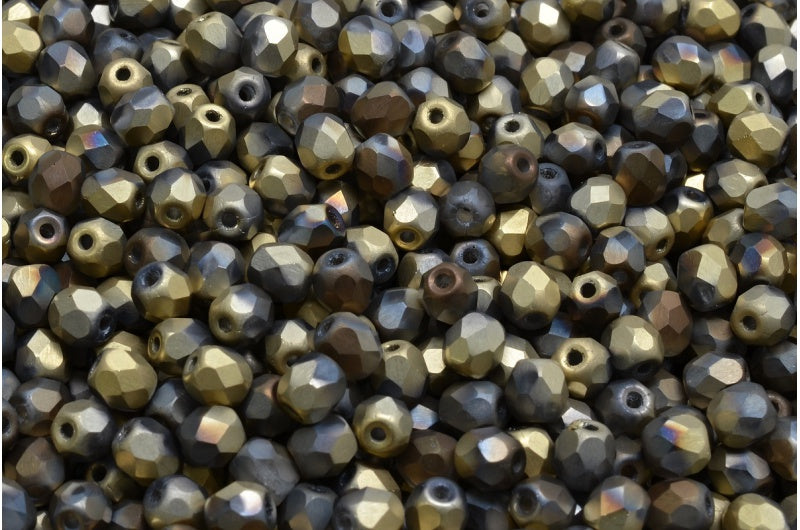 Fire Polish Faceted Round Beads 3mm, Crystal Matte 98543 (00030-84100-98543), Glass, Czech Republic