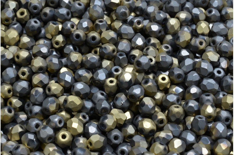 Fire Polish Faceted Round Beads 3mm, Crystal Matte 98547 (00030-84100-98547), Glass, Czech Republic