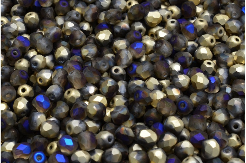 Fire Polish Faceted Beads 4mm, Crystal Matte 98548 (00030-84100-98548), Glass, Czech Republic