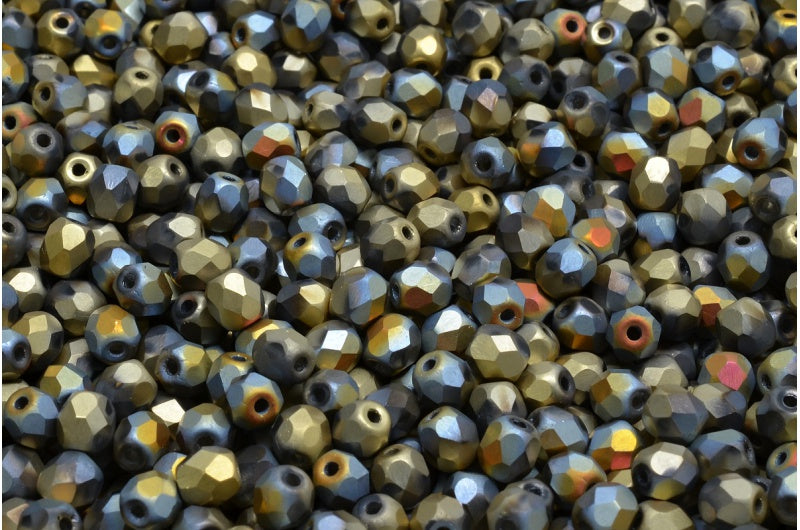 ファセットビーズラウンド、クリスタルマット98551（00030-84100-98551）、ボヘミアクリスタルガラス、チェコ共和国