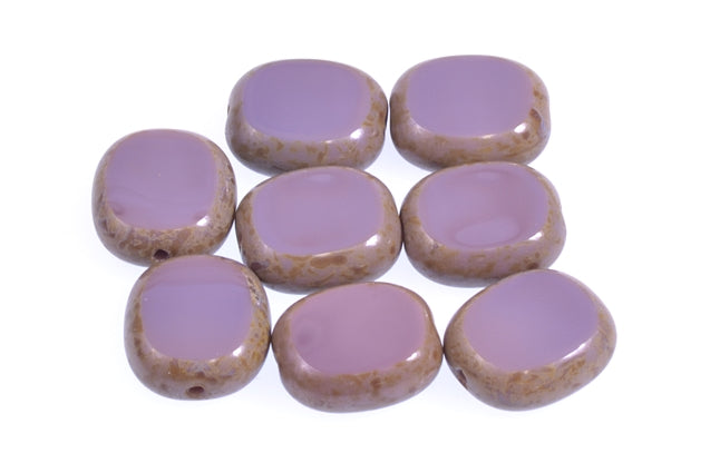 Shaped Table Cut Beads 14 x 12 mm, Opaque Amethyst Travertin (23030-86800), Bohemia Crystal Glass, Czechia 99130310