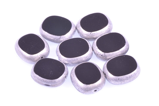 Shaped Table Cut Beads 14 x 12 mm, Black Silver (23980-27000), Bohemia Crystal Glass, Czechia 99130310