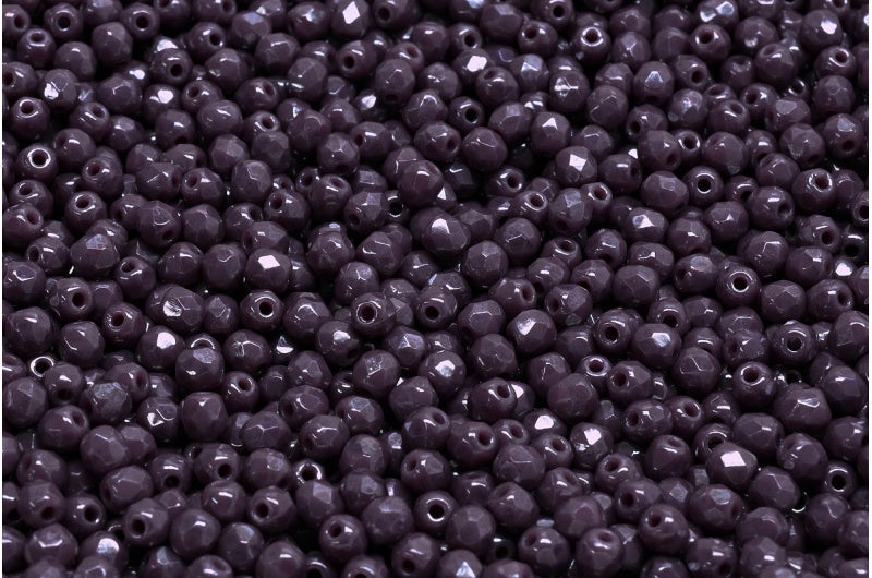 ファセット加工ラウンドビーズ、不透明アメジストテラコッタブルー（23050-15464）、ボヘミアクリスタルガラス、チェコ共和国