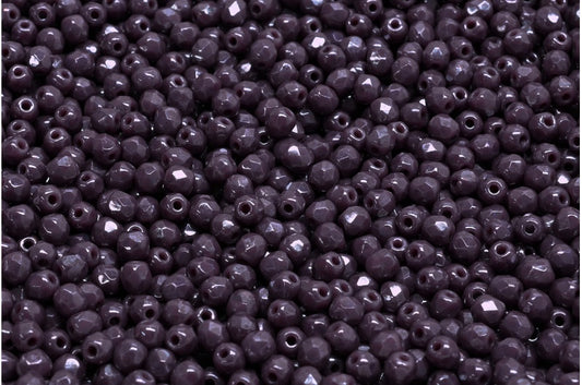 ファセット加工ラウンドビーズ、不透明アメジストテラコッタブルー（23050-15464）、ボヘミアクリスタルガラス、チェコ共和国