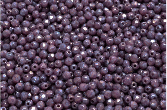 ファセット加工ビーズラウンド、不透明ピンクネビュラ（73030-15001）、ボヘミアクリスタルガラス、チェコ共和国