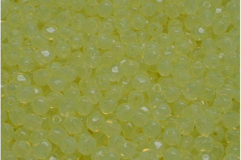 Faceted Fire Polished Round Beads, Transparent Yellow (80130), Glass, Czech Republic