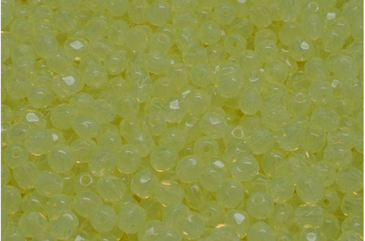 Faceted Fire Polished Round Beads, Transparent Yellow (80130), Glass, Czech Republic