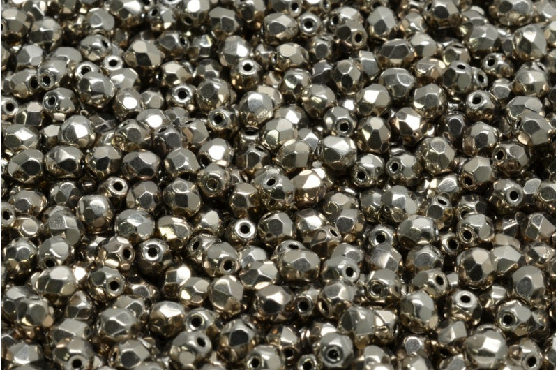 ファセット加工ビーズ ラウンド、ブラック 27500 (23980-27500)、ボヘミアクリスタルガラス、チェコ共和国