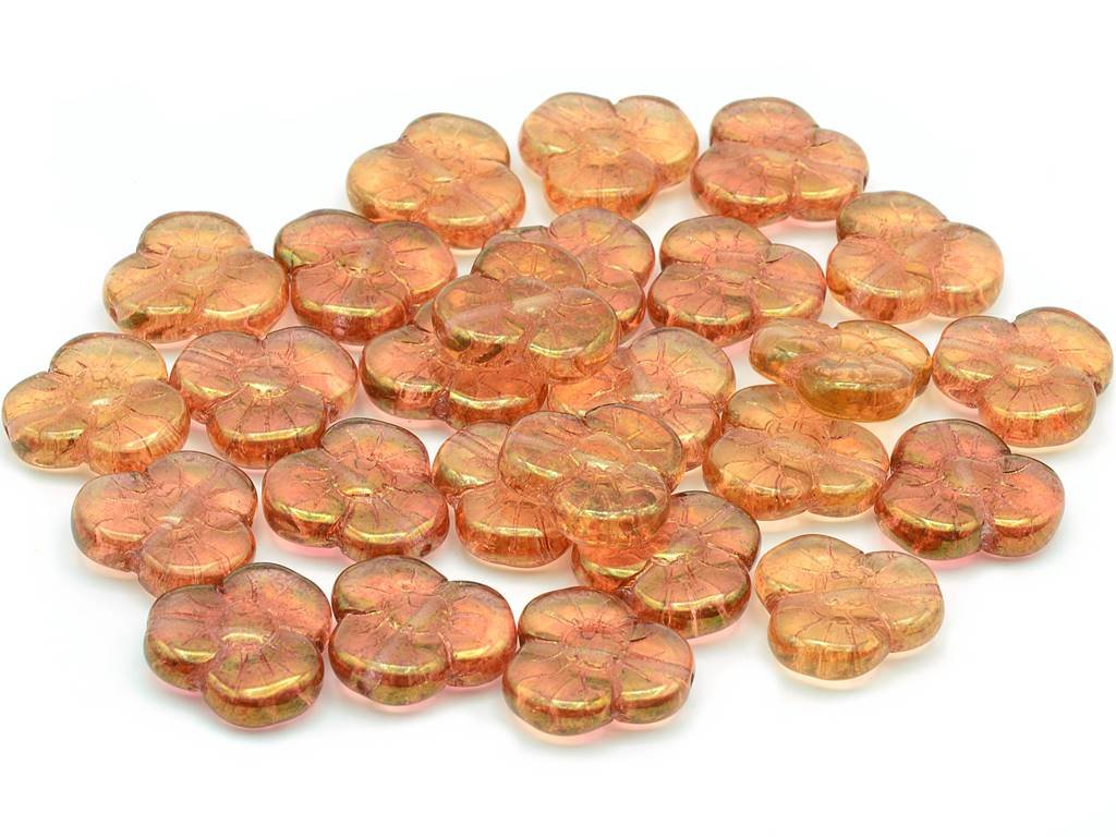 Flower Flat Beads 70990/14495 Glass Czech Republic
