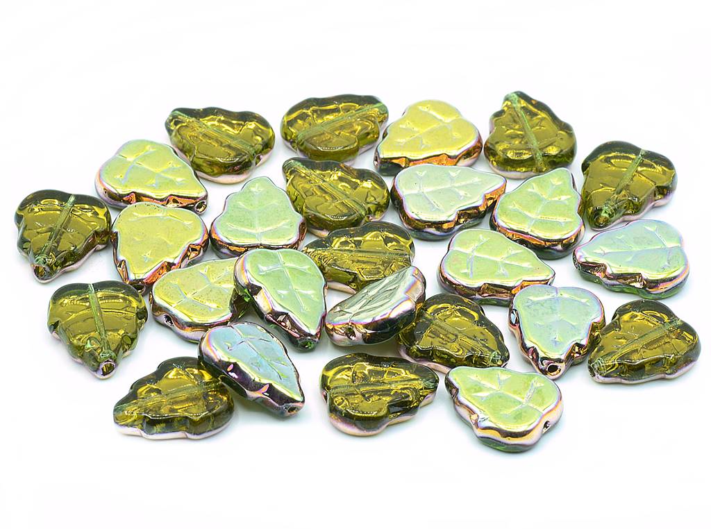 Pressed Beads Leaves 12 x 10 mm, Transparent Green 28009 (50230-28009)
