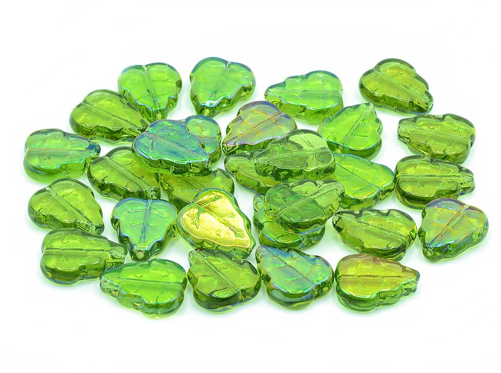 Pressed Beads Leaves 12 x 10 mm, Transparent Green 27307 (50230-27307)