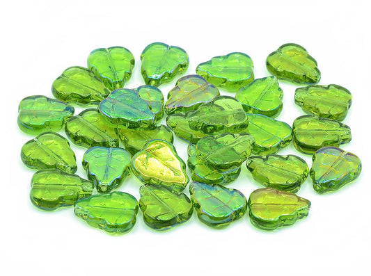 Pressed Beads Leaves 12 x 10 mm, Transparent Green 27307 (50230-27307)