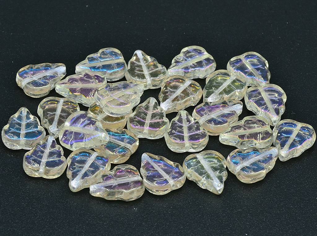 Pressed Beads Leaves 12 x 10 mm, Crystal 27307 (00030-27307)