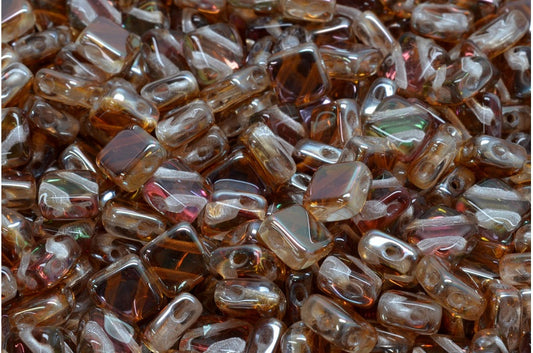 フラットシルキービーズ - 2穴、クリスタル 23401 (00030-23401)、ガラス、チェコ共和国