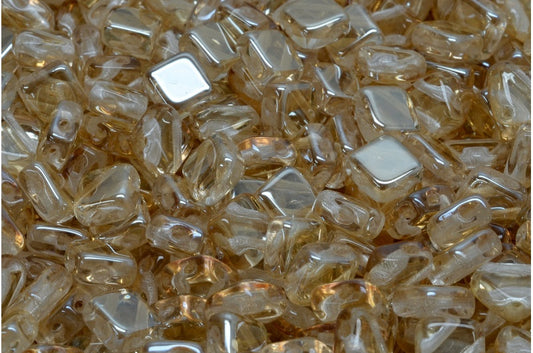 フラットシルキービーズ - 2穴、クリスタル 23501 (00030-23501)、ガラス、チェコ共和国