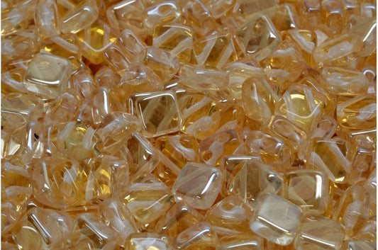 フラットシルキービーズ - 2穴、クリスタル 23901 (00030-23901)、ガラス、チェコ共和国