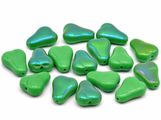 Pressed Beads Pears 16 x 12 mm, Opaque Green 27307 (53320-27307), Bohemia Crystal Glass, Czechia 11130259