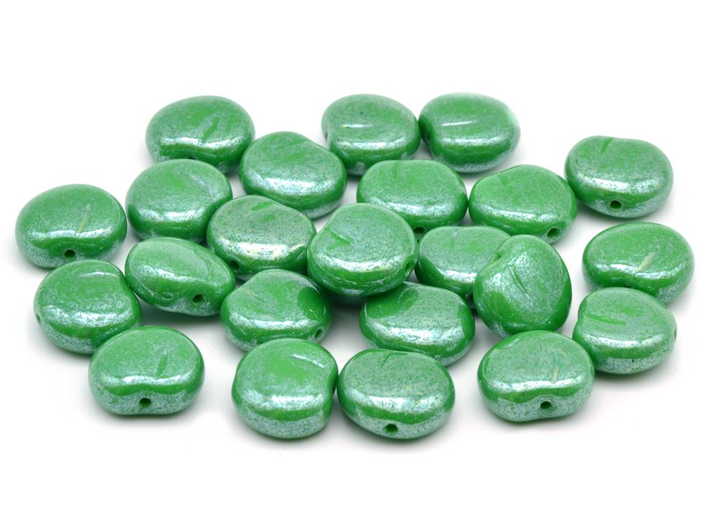 Pressed Beads Apples 11 x 12 mm, Opaque Green Hematite (53320-14400), Bohemia Crystal Glass, Czechia 11130260