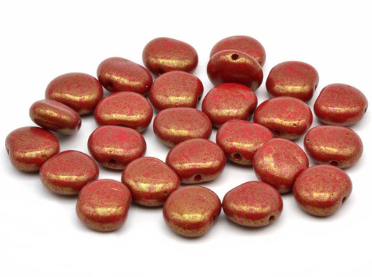 Pressed Beads Apples 11 x 12 mm, Opaque Red Terracotta Red (93210-15495), Bohemia Crystal Glass, Czechia 11130260