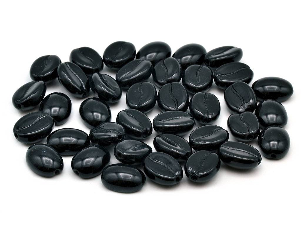 Coffee Bean Beads Black Glass Czech Republic