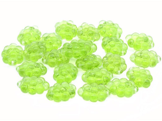 Pressed Beads Grape Transparent Green Glass Czech Republic