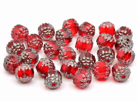 Fire Polished Faceted Beads Cathedral 8 mm, Ruby Red 91436 (90080-91436)