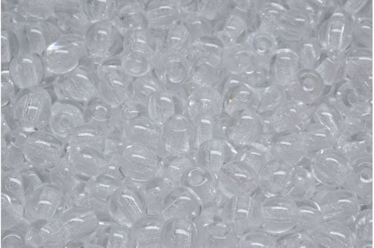 Round Druck Beads - Big Hole 1.5mm, Crystal (00030), Glass, Czech Republic