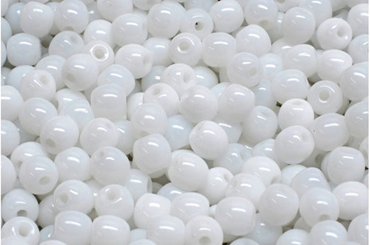 圆形德鲁克珠 - 大孔 1.5 毫米，白色 (02010)，玻璃，捷克共和国