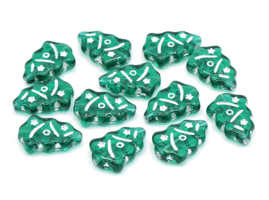 Pressed Beads Christams Tree 17 x 11 mm, Transparent Green Emerald Silver Lined (50730-54201)