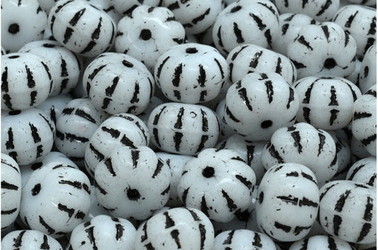 Pumpkin Beads, White 46449 (02010-46449), Glass, Czech Republic