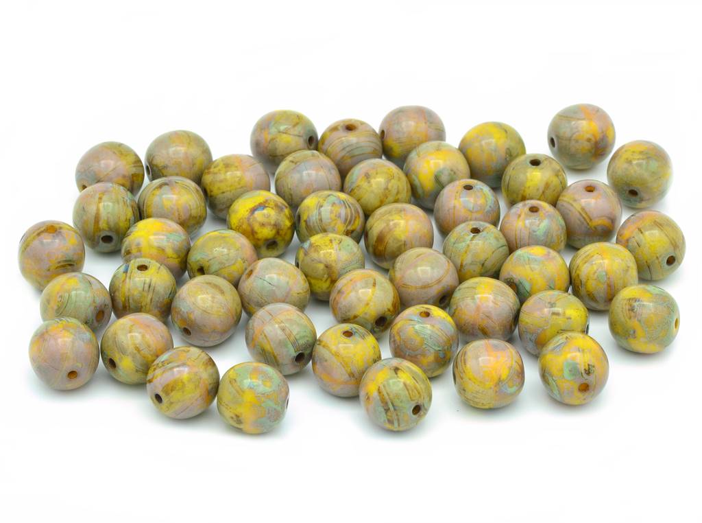 Round Pressed Beads 8 mm, Bright Yellow Travertin (83130-86800)