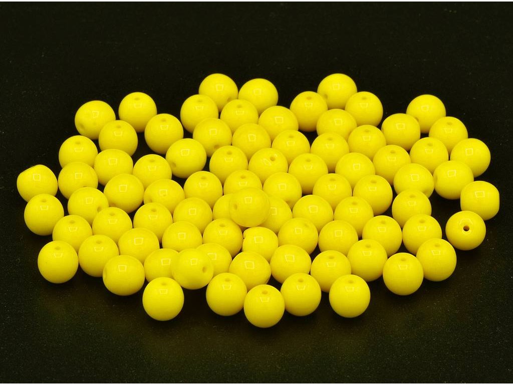 Round Pressed Beads Yellow Glass Czech Republic