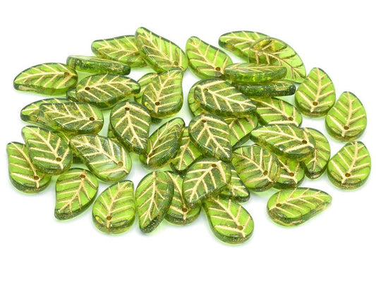 Flat Leaf Beads 50220/54202 Glass Czech Republic