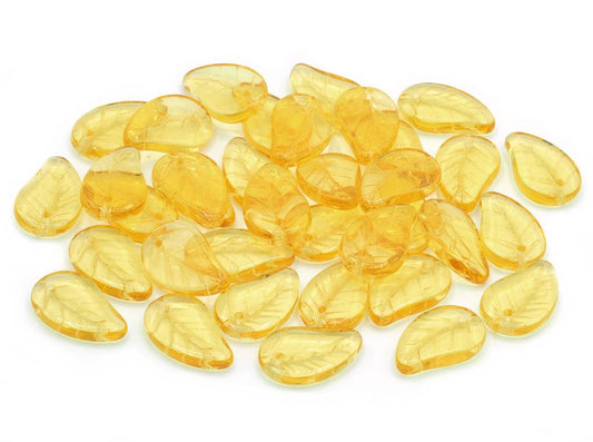 Flat Leaf Beads 14 x 9 mm, Transparent Orange (10040), Bohemia Crystal Glass, Czechia 11100073