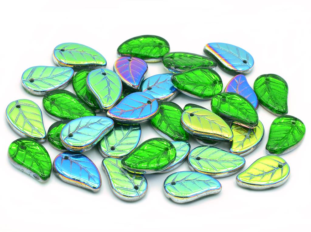 Flat Leaf Beads 14 x 9 mm, 50040 Crystal Vitrail Medium Coating (50040-28101)