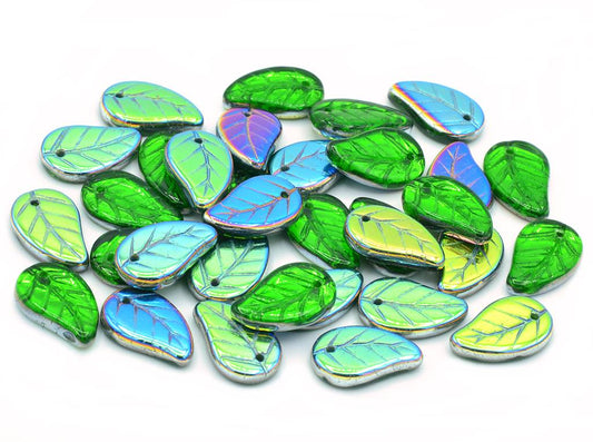 Flat Leaf Beads 14 x 9 mm, 50040 Crystal Vitrail Medium Coating (50040-28101)