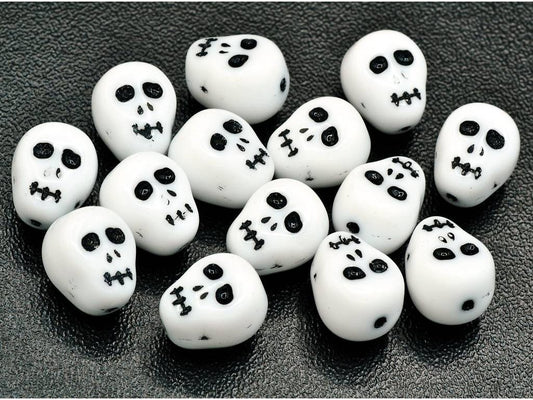 Pressed Beads Skull Braincase 03000/46449 Glass Czech Republic