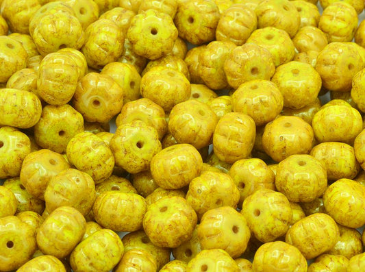 Pumpkin Beads 8 x 11 mm, Yellow Terracotta Red (83120-15495)