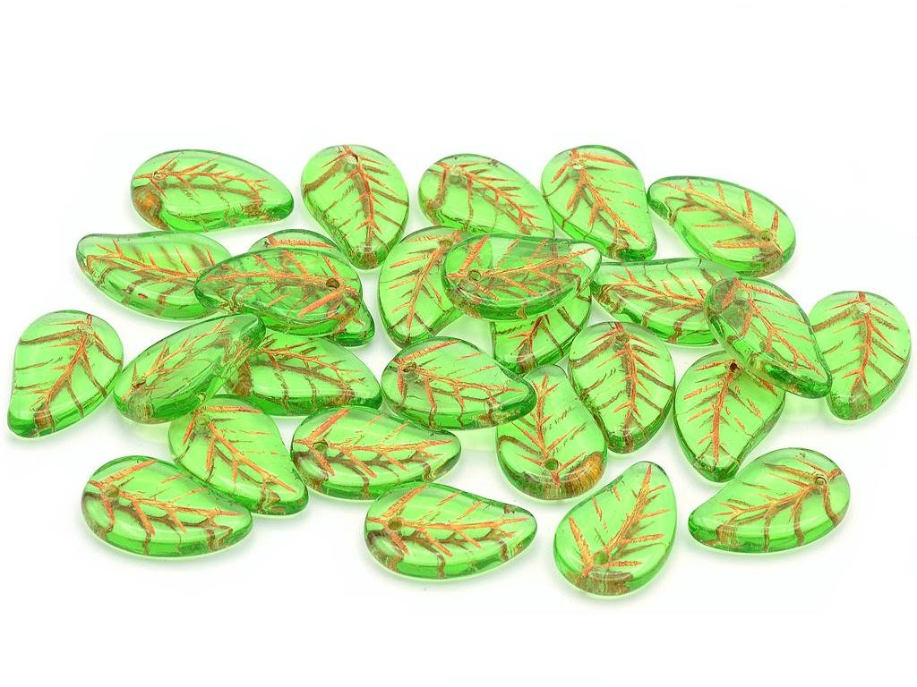 Flat Leaf Beads 50010/54307 Glass Czech Republic
