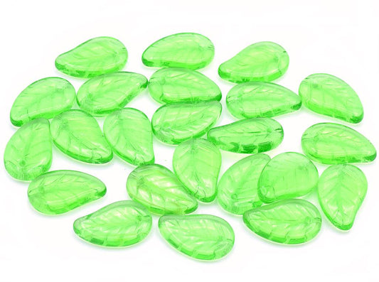 Flat Leaf Beads 14 x 9 mm, Transparent Green (50010)