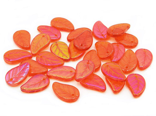 Flat Leaf Beads 14 x 9 mm, Transparent Orange 27307 (90030-27307)