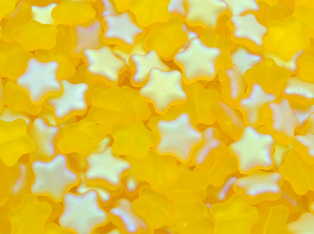 Flat Star Beads 12 mm, Transparent Yellow Matte Ab (80040-84110-28701)