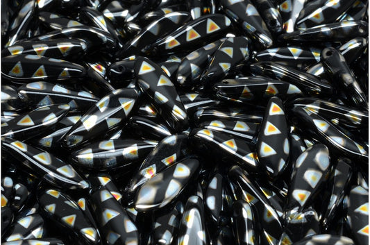 Dagger Beads, Black 2800G (23980-2800G), Glass, Czech Republic