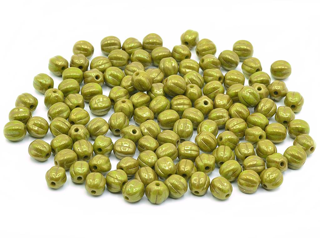 Melon Round Beads 5 mm, Green Terracotta Red (53420-15495)