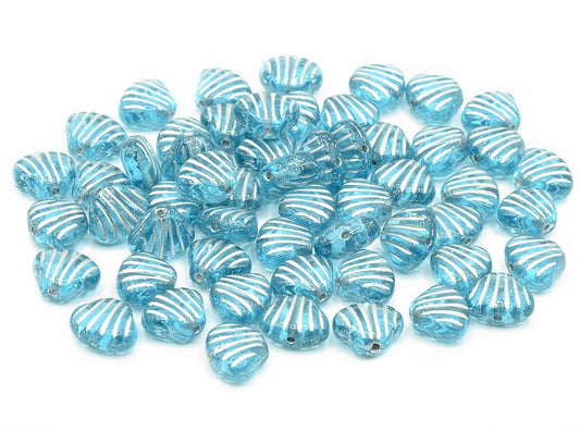 Flat Shell Beads 8 x 7 mm, Transparent Aqua Silver Lined (60010-54201)
